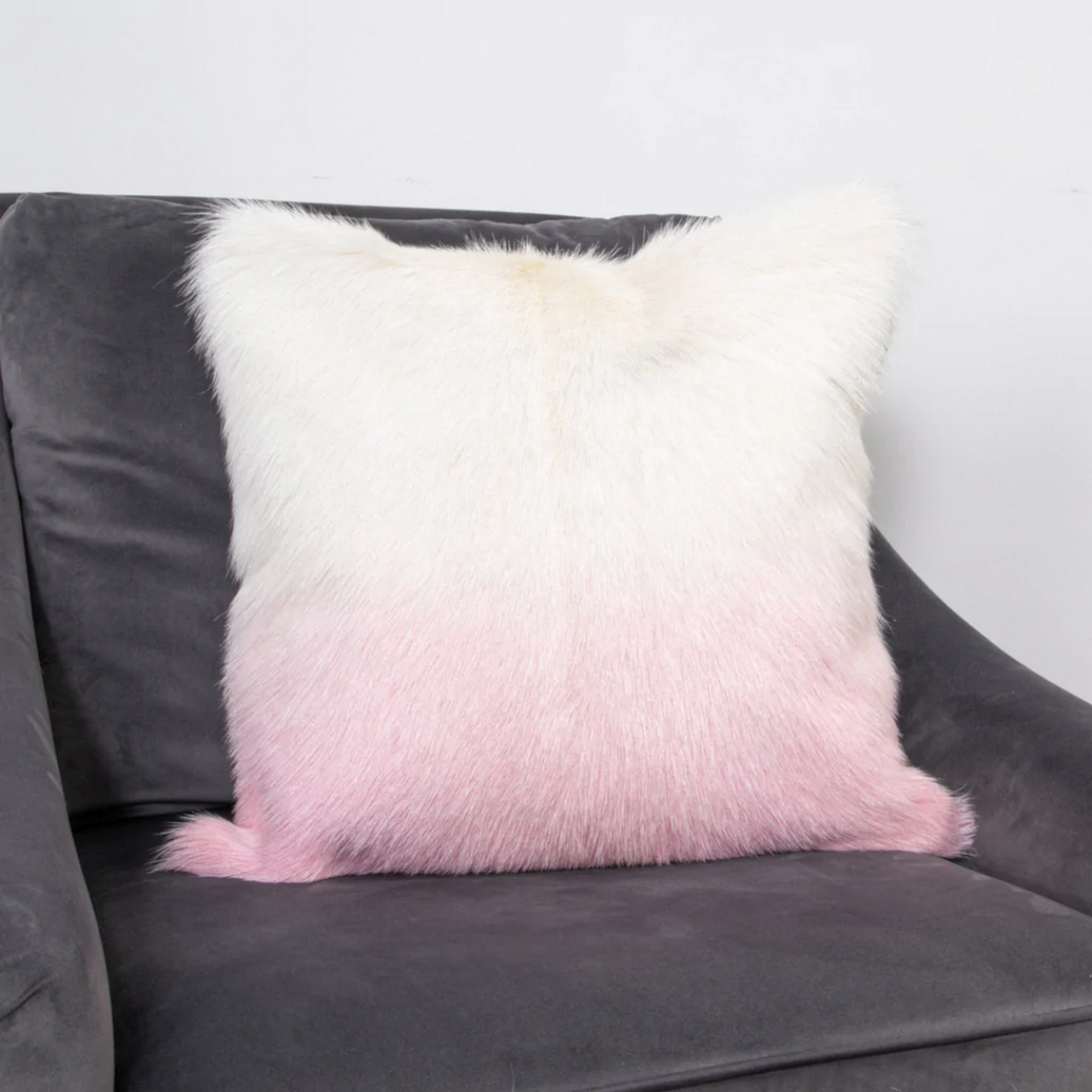 Isla Ombre Goatskin Cushion In Ivory Pink